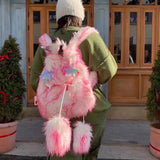 Mochila Soft Pink Plush Y2K Backpack