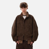 Y2K Quilted Retro PU Leather Baseball Jacket