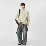 Cozy Mock Neck Waffle Knit Jumper Sweater