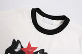 Perfect Fit Black Star Graphic Cat Print Cotton T-Shirt