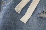 Relaxed Drawstring Denim Shorts