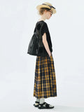 Yellow Black Checkered Elastic Waist Pants