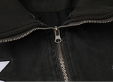 Plush Letter Embroidery Zipper Fly Cargo Puffer Jacket