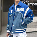 Y2K Patchwork Retro Baseball Denim Varsity Jacket