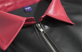 Men's Punk Short Sleeve Zipper Print Leather Jacket