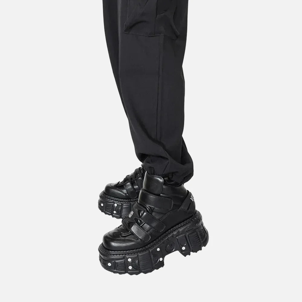 Gothic Ankle with Metal Decor Lace Up Heel Boots