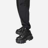 Gothic Ankle with Metal Decor Lace Up Heel Boots