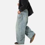 Japanese Style Washed Splatter Relaxed Fit Jeans