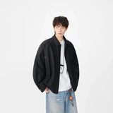 Durable Lapel Loose Fit Zip Up Jacket