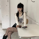 Sheer Mesh Cropped Korean Top