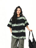 Streetwear Striped Retro Inkjet T-Shirt