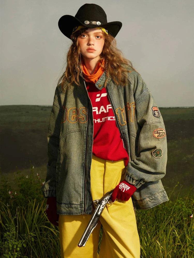 Cargo Patchwork Cowboy Denim Jacket