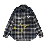 Women Flexible Vibrant Plaid Paint Splatter Shirt