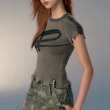 Model wearing the gray Bohemian Chic Graphic T-Shirt