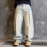 Flattering Vintage Washed Distressed Wide Leg Jeans