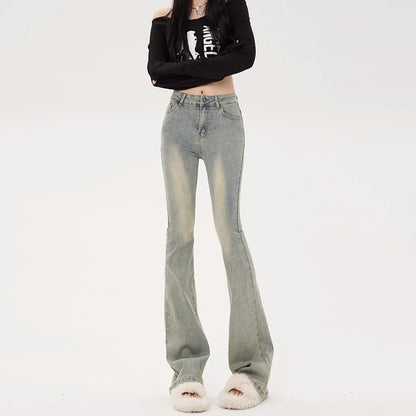 High Waist Vintage Blue Flare Jeans