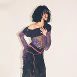 Y2K Japanese Off Shoulder Knitted T-Shirt