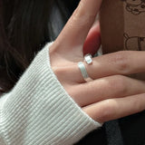 Geometric Asymmetric Matte Sterling Silver Ring
