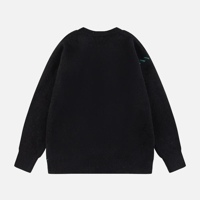 Y2K Cozy Bear Pocket Knitted Sweater
