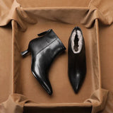Vintage Pointed Toe Winter Ankle Fur Boot