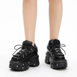 Heart-Tongue Platform Black Y2K Shoes