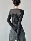 Y2K Sleek Long-Sleeve Fitted T-shirt