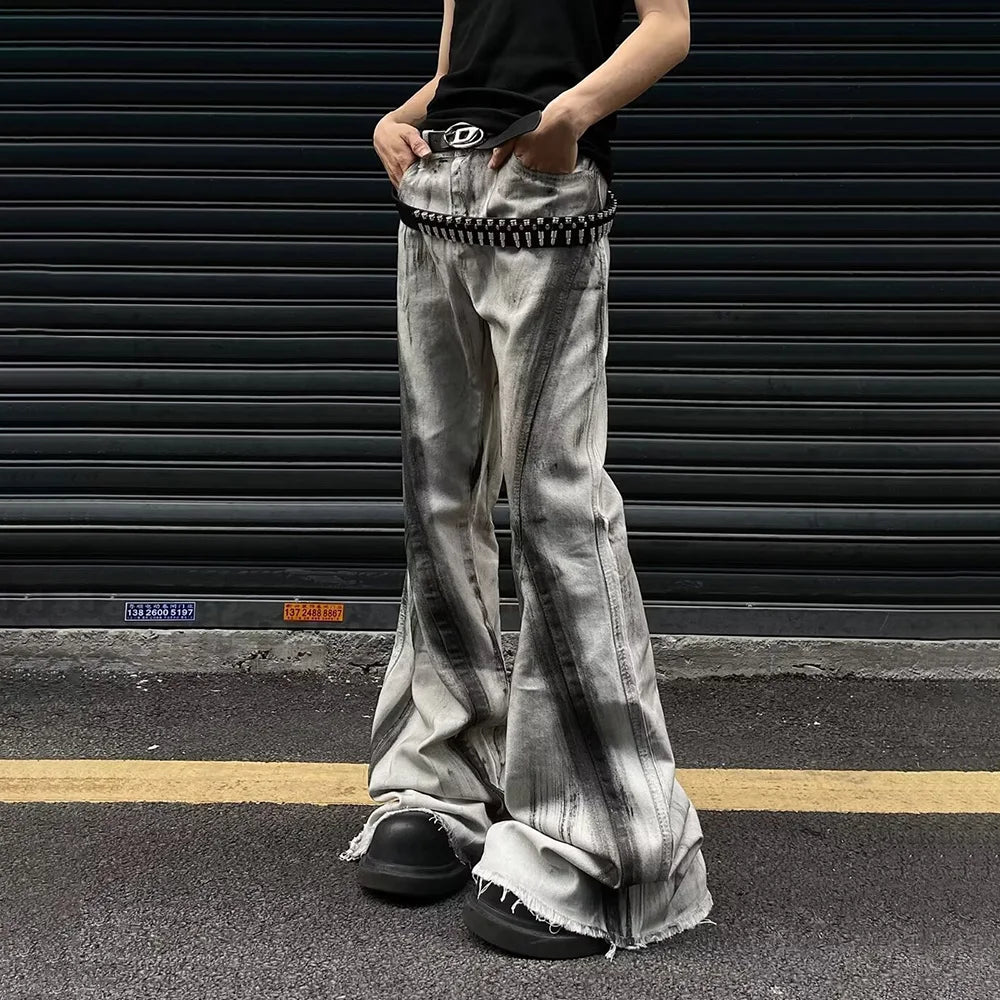 Colorful Gradient Flared Denim Jeans