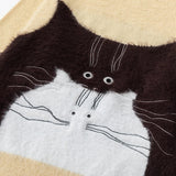 Women Chic Oversized Cat Graphic Knit Sweater