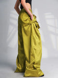 Tiny Yellow Patchwork High Waist Wide Pants