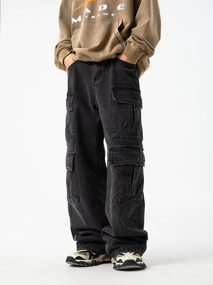 Black & Blue Workwear Denim Cargo Jeans