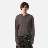 Chic Print Button Henley Collar T-Shirt