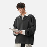 Cozy Comfort Loose Polo Collar Sweatshirt