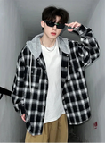 Plaid Oversize Designer Hooded Long Sleeve Shirt