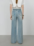 Vintage Wash Distressed Relaxed Straight Jeans