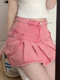 Trendy Korean Style HotSweet Pleated Cargo Skirt
