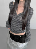 Slim Fit Striped Long Sleeve Hoodie