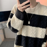 Streetwear Cozy Striped Casual Knitwear Sweater