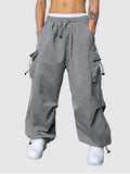 Loose Solid Drawstring Cargo Pants