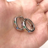 Multicolour Sterling Silver Geometry Zircon Earring