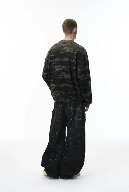 Versatile Camouflage Round Neck Sweatshirt