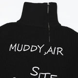 Y2k Letter Embroidery Turtleneck Sweater