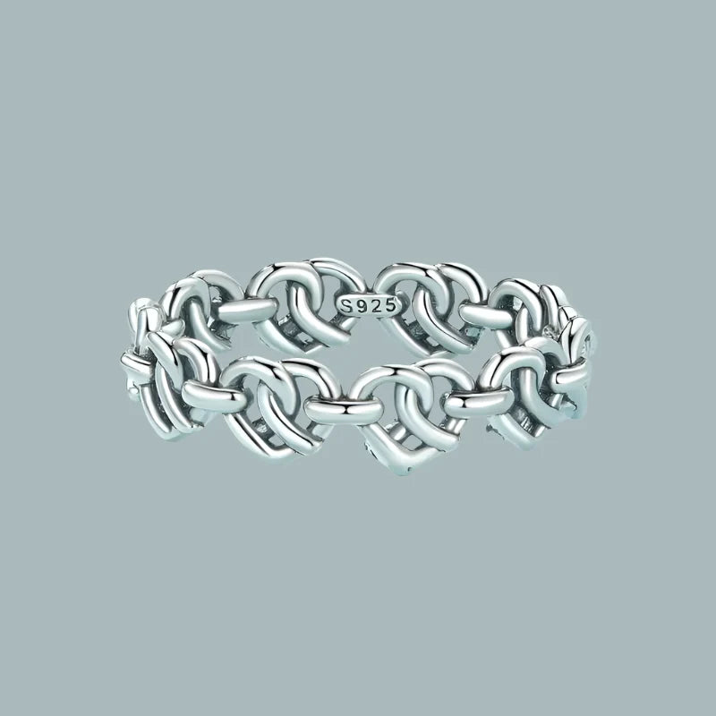 Interlocked Heart Chain Platinum Ring
