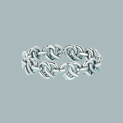 Interlocked Heart Chain Platinum Ring