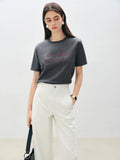 Women Cool Blue Printed Cotton Short-Sleeved T-Shirt