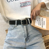 Leather Silver Buckle Y2K Belt
