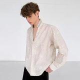 Luxury Pearl Patchwork Long Sleeve Shirt