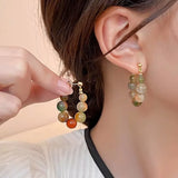 Colorful Waterdrop Semi Precious Hoop Earrings