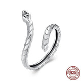 Adjustable Sterling Silver Snake CZ Band Ring