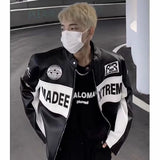 Streetwear Retro Loose High Street Varsity Leather Jacket