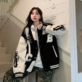 Y2K Women Vintage Oversized Varsity Jacket